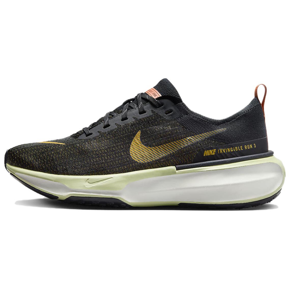 

Nike ZoomX Invincible Run Flyknit 3 Men Black Bronzine Olive Aura Amber Brown Running Shoes DR2615-004 EU 39