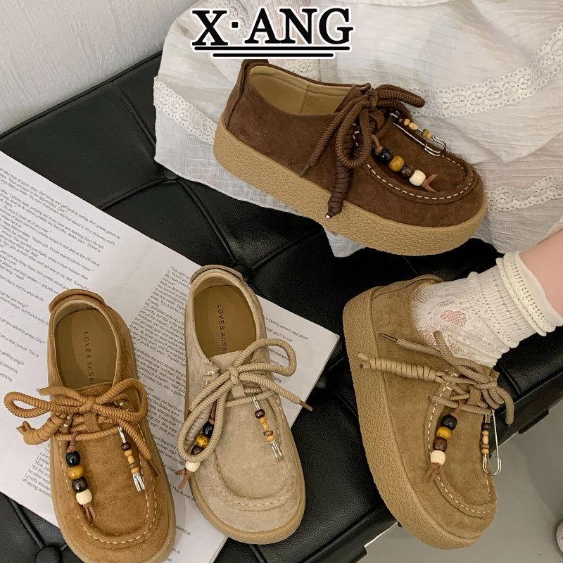 Cowhide Kangaroo Shoes Thick-soled Women's Shoes Autumn New Soft-soled Casual Loafers