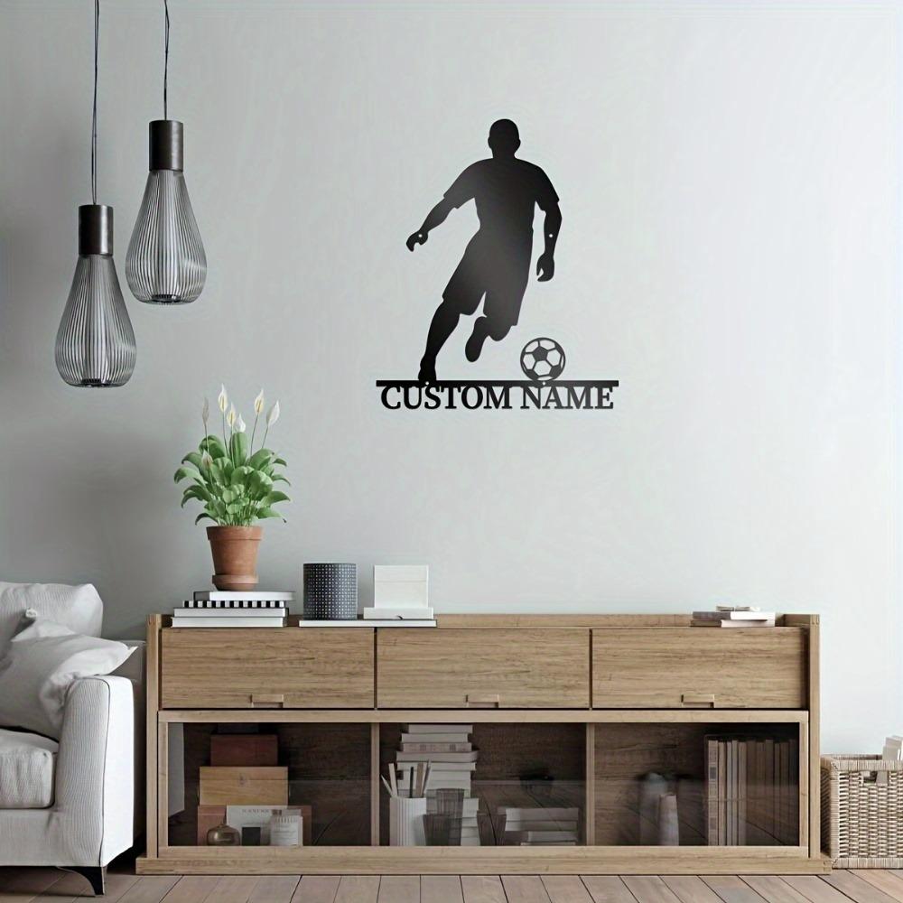 Metal Wall Art Soccer Player Silhouette Personalized Football Decor Indoor Outdoor Sign