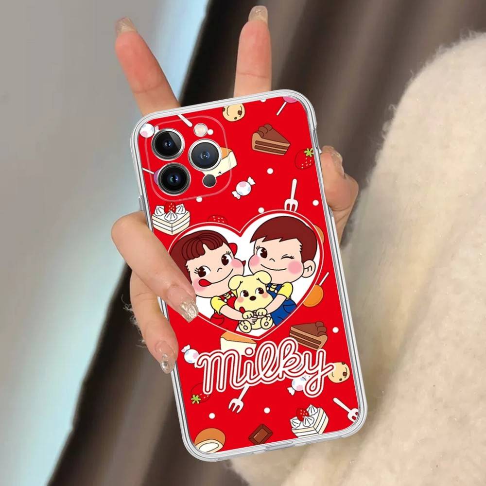 Cartoon Cute M-milky P-pekochan Transparent Phone Case For IPhone 16 15 14 13 12 11 Pro Max Plus Soft Cover