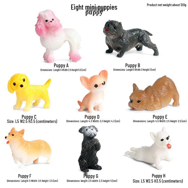 Realistic Bulldog Heart Model Mini Toy Set for Kids