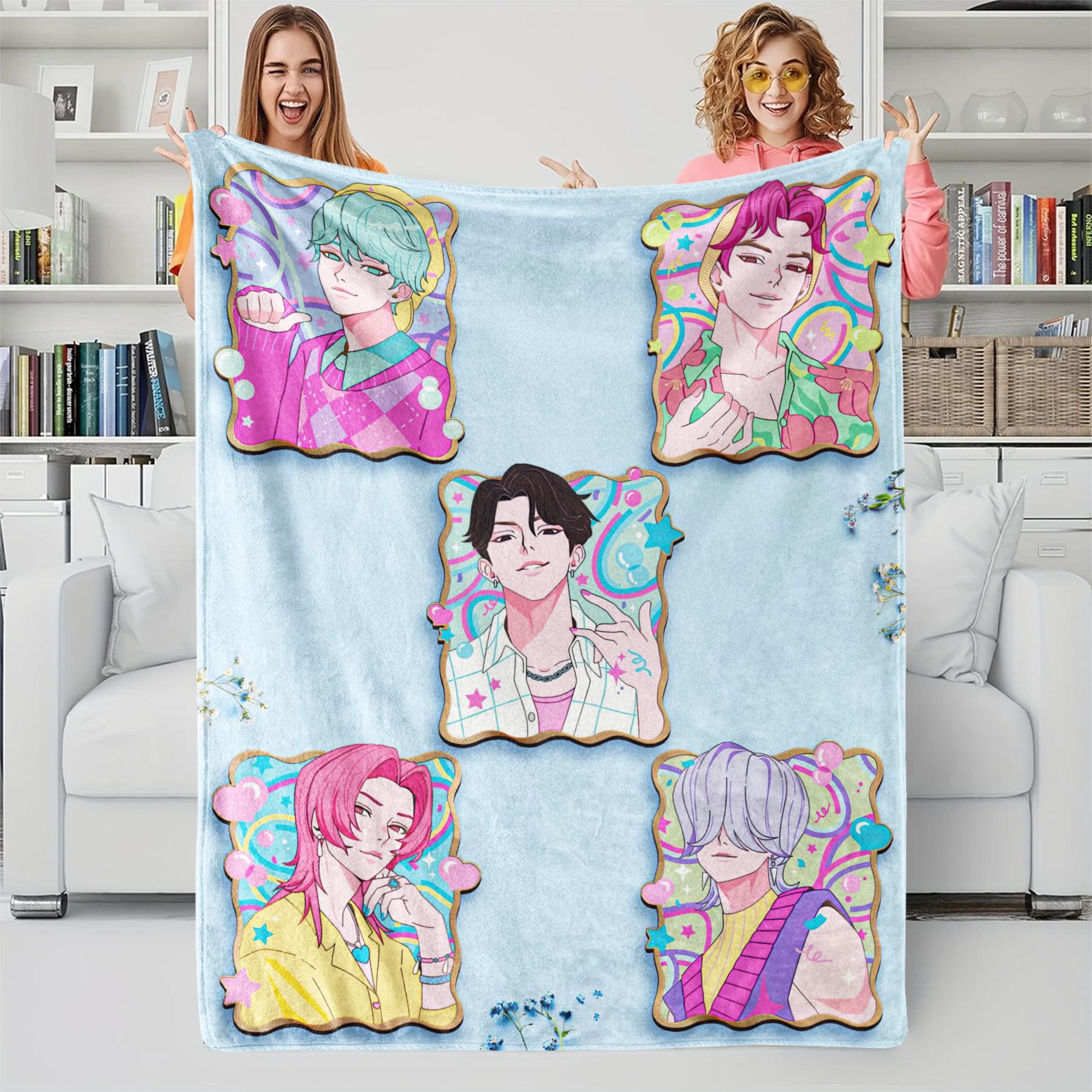 

K-POP Demons Hunter Theme Flannel Blanket, Hot Anime Print Throw Blanket, Fan Gift Blanket, Casual Warm Blanket 75cmx90cm