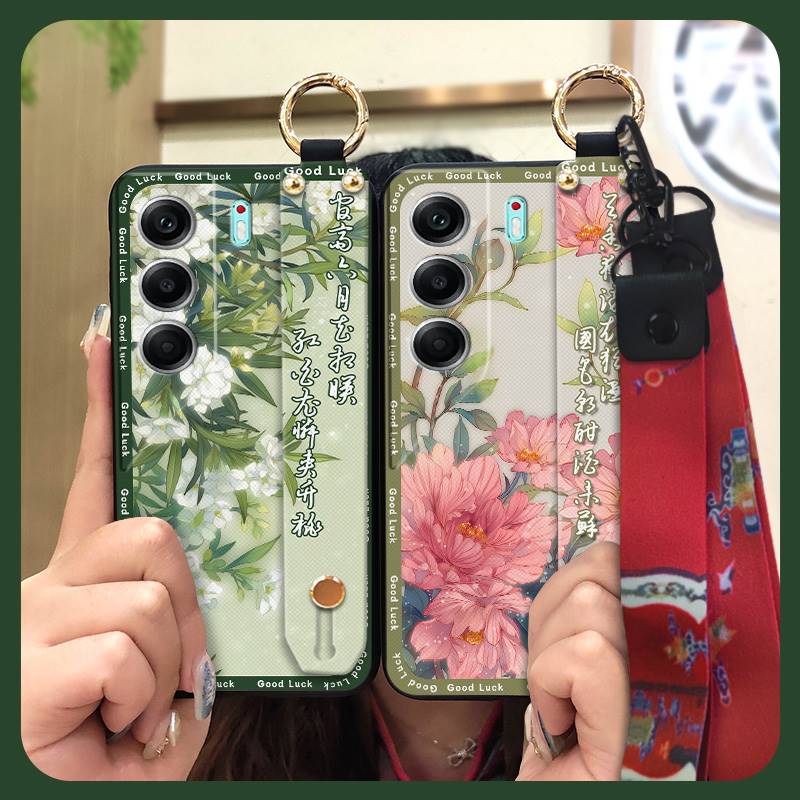 Shockproof Protective Phone Case For Tecno Camon40 4G/CM5 Durable Lanyard Anti-knock Phone Holder Silicone For Mom Ring