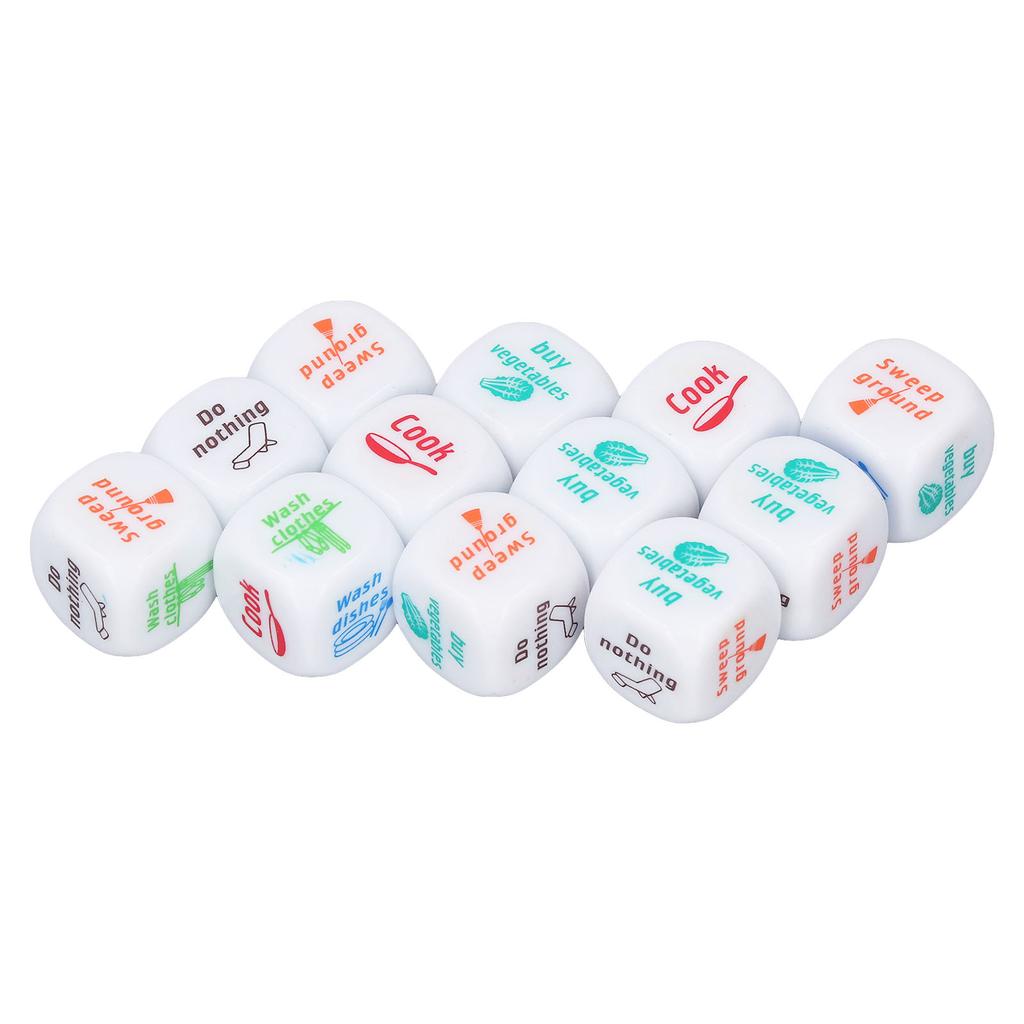 12pcs Novelty Housework Dice Toy Role Playing Housework Distribution Chore Dice Toy for Couple