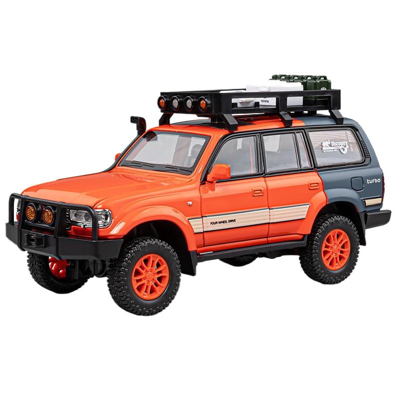 

1/24 Toyota Land Cruiser LC80 Alloy Car Model Diecast Metal Toy Off-road Vehicles Car Model Simulation Sound and Light Kids Gift оранжевый