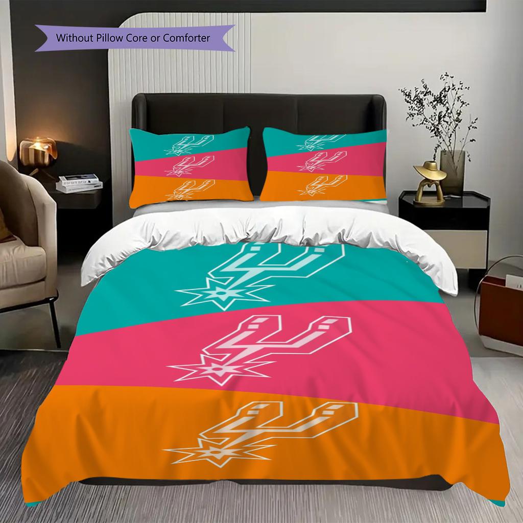 Biancheria da letto vibrante con eredità cestistica San Antonio Spurs(1 * copripiumino + 2 * federa, senza nucleo)Set di Biancheria da letto morbido e confortevole