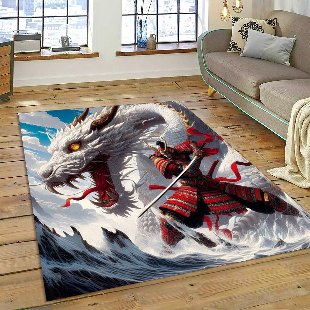 3D Japanese Samurai Bushido Katana Cartoon Game Carpet Rug for Living Room Bedroom Home Sofa Decoration,kids Non-slip Floor Mat
