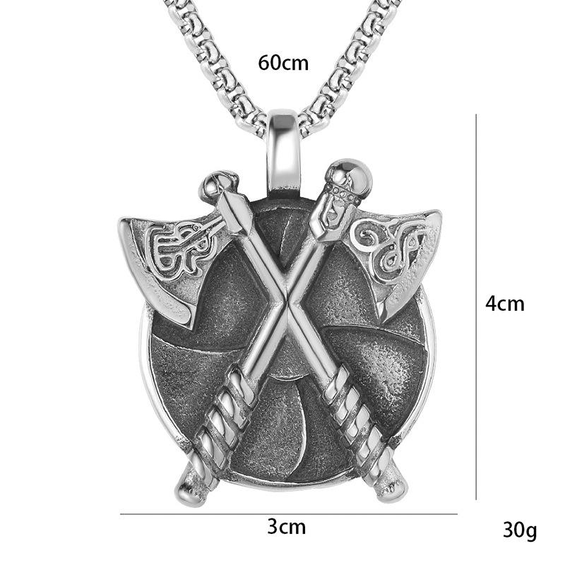 Nordic Viking Double Axe Titanium Steel Necklace Trendy Pendant Accessories
