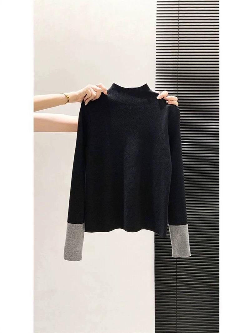 Women s Retro High Neck Knit Sweater: Slimming, Stylish, Elegant Base Layer for Autumn and Winter M