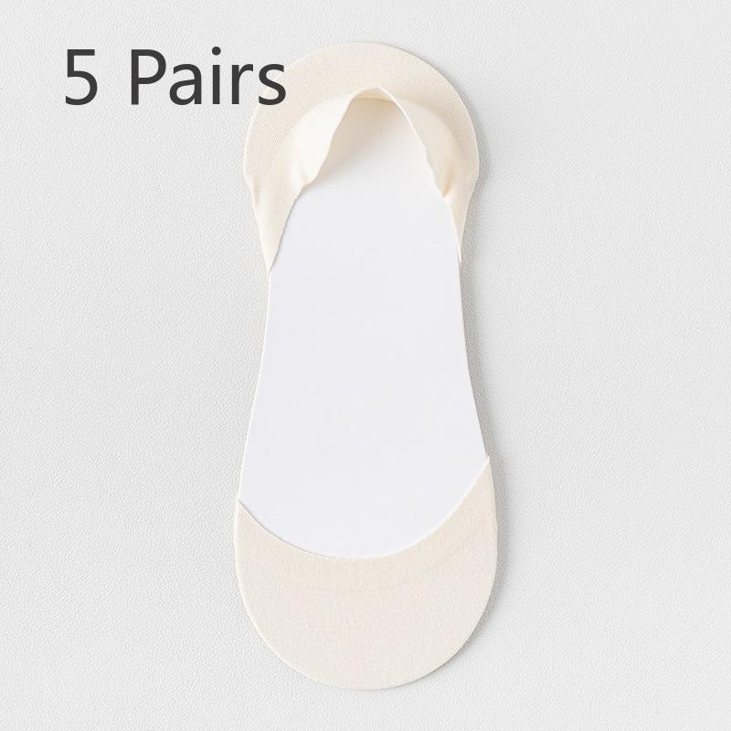5 Pairs of Women's Summer Thin Non-slip Heel Shallow Mouth Invisible Socks
