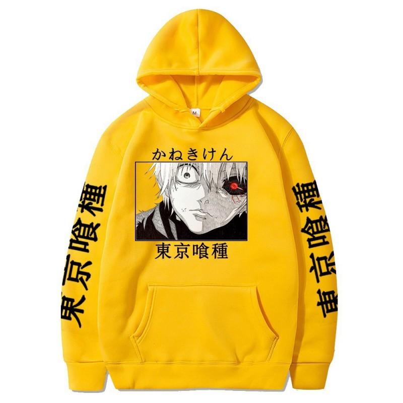 Anime Hoodie Ken Kaneki Graphic Print Streetwear Casual Sweatshirt Men Fall