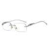 Cheetah Frameless Retro Square Sunglasses for Men & Women - Leopard Metal Design 2572