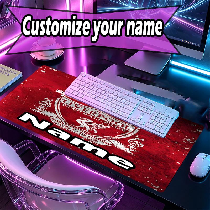 Custom Name Personalized Football team F.C Pattern Mousepad, Laptop PC Desk Mat, Decorative Desk Mat for Home Keyboard Pad Gift