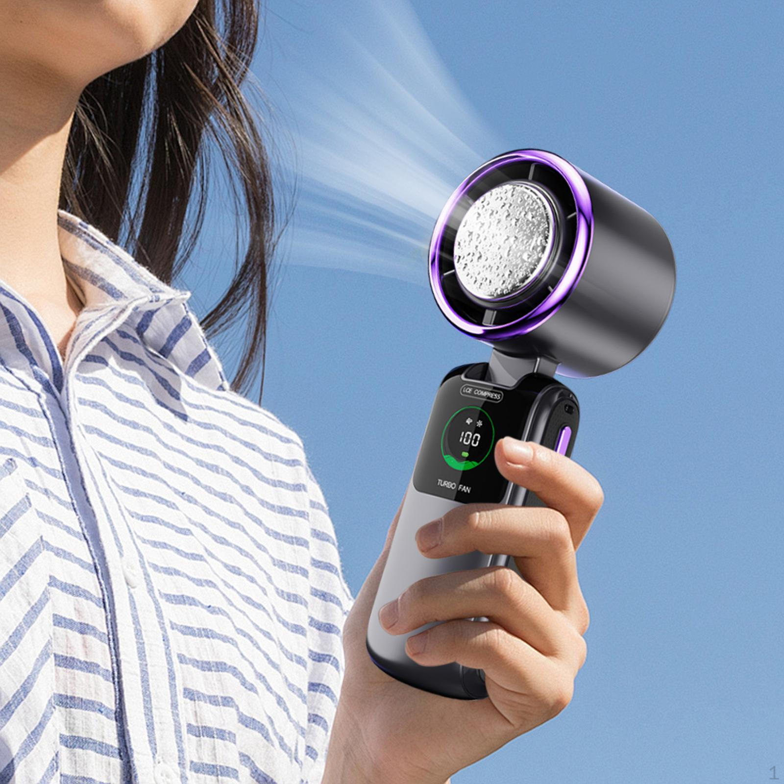 

Ручной вентилятор охлаждения 100 скоростей регулируемый цифровой дисплей ожерелье складной для кемпинга на открытом воздухе серый