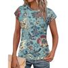 Women Summer Tops Trendy Crew Neck Short Sleeve T-shirts Shirts Fashion Women's Vintage Printed T-Shirt Outdoor Clothes Pullover