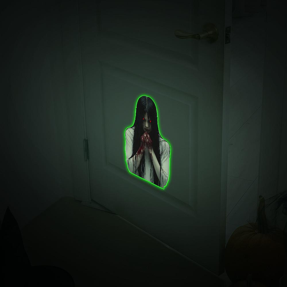 Halloween Night Light Wall Decal With Blood Handprint Pvc Material For Home And Commercial Spaces