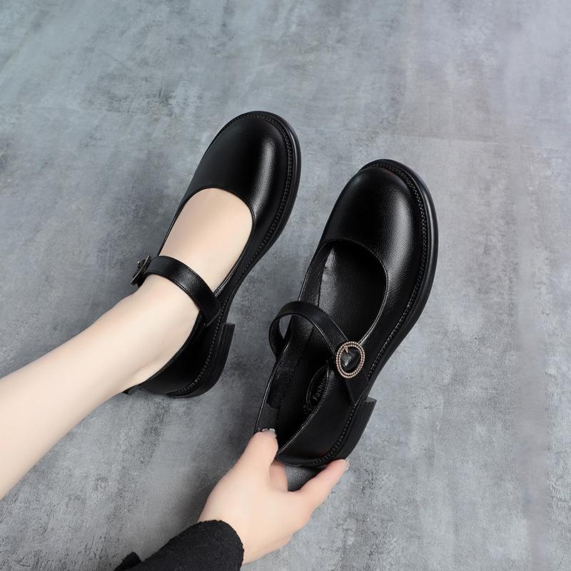 fashion New Spring Summer Fashion Women Shoes Elegant Shallow Mouth Round Toe Square Heel Casual Comfortable Soft Sole  British Style