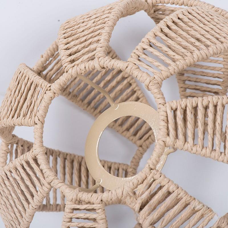 Hand Knitting Imitation Rattan Replacement Shade for Pendant Light Vintage Bulb Guard Ceiling Oval Plastic Shade DIY