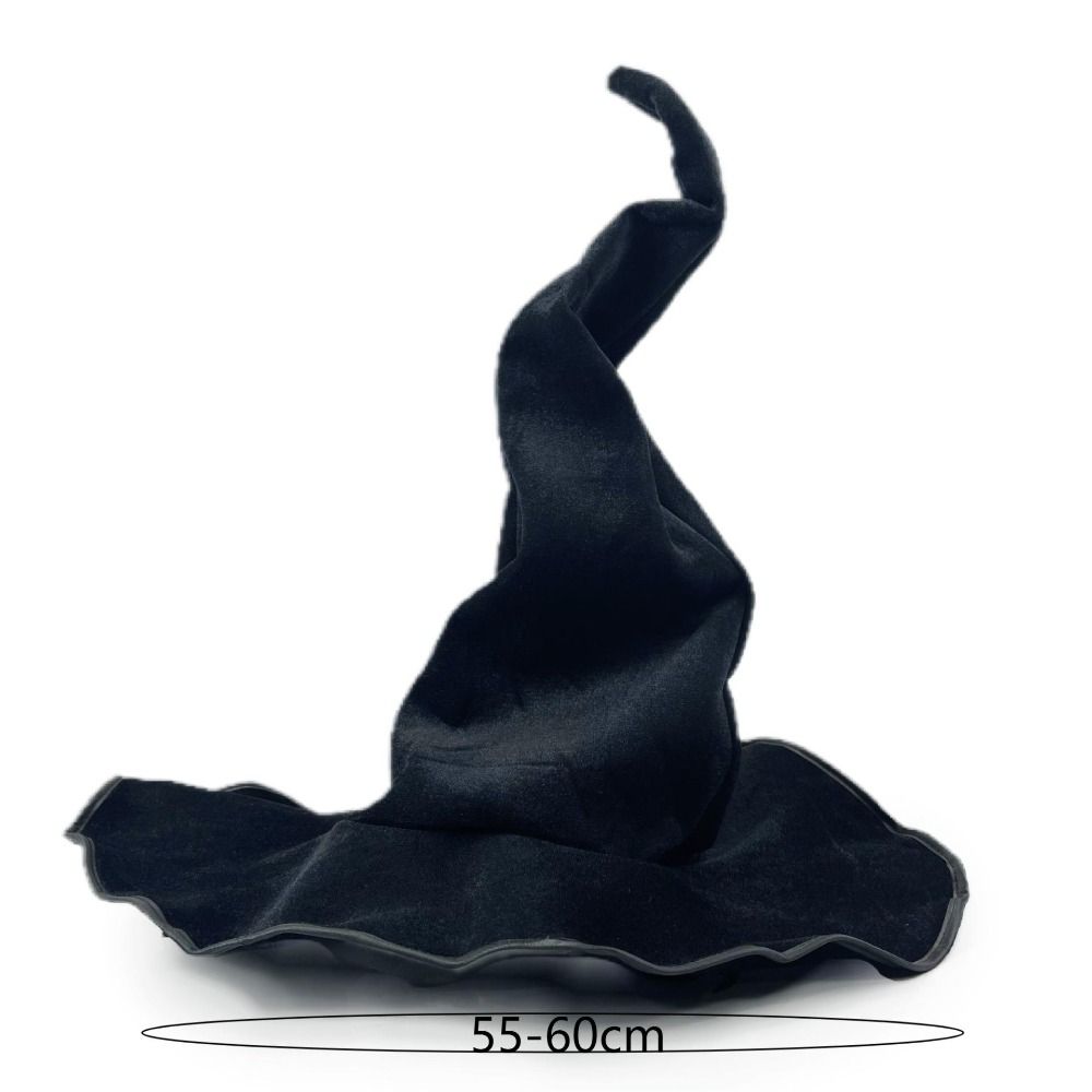 Black Devil Cap Folds Wool Knit Hat Vintage Halloween Party Headgear Cosplay Costume