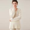 Women's Cashmere V-Neck Mid-Length Slit Sweater, Solid Color, Autumn/Winter Loose Fit