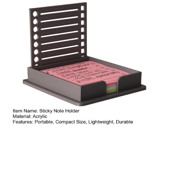 Sticky Note Holder with Stencil Post-it Note Dispenser Waterproof Portable Acrylic Self-Sticky Note Pad Storage Organizer