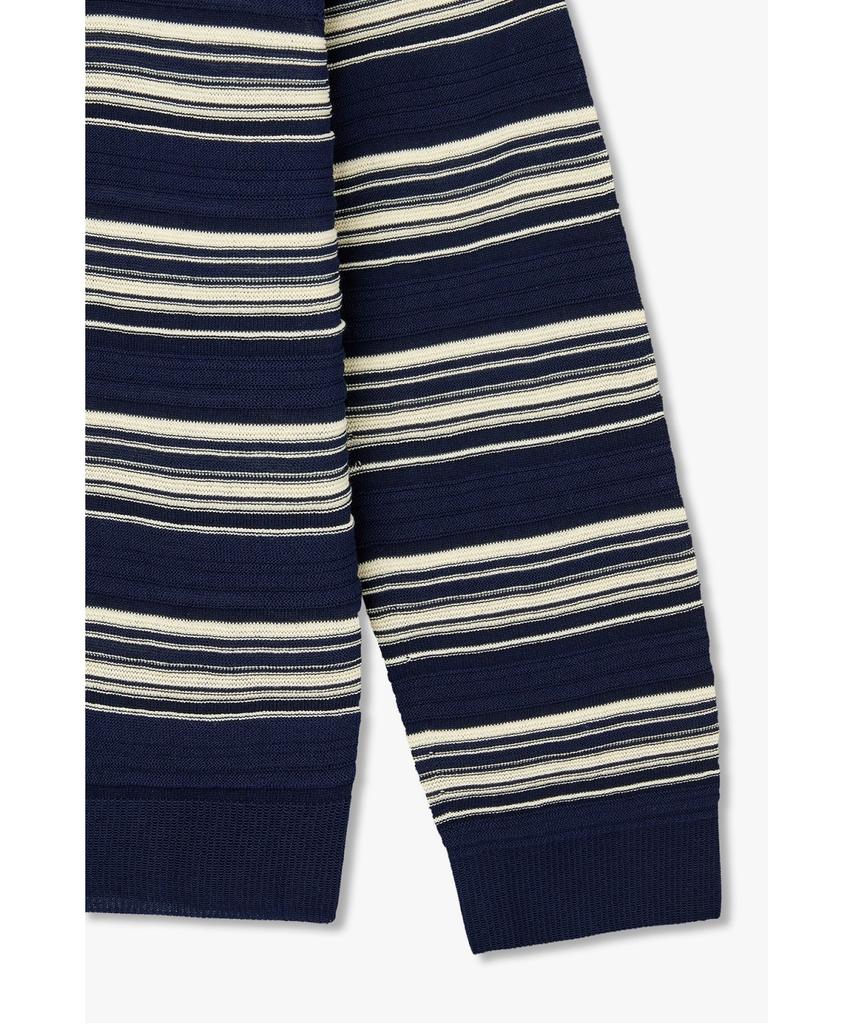 Bobeu V-Neck Striped Knit Pullover_Navy_7156350002