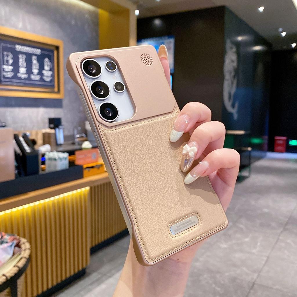 Suitable for Samsung S25 Ultra Mobile Phone Case Metal Frameless Magnetic Suction S24Plus Incense Leather S23 Anti-fall Cover