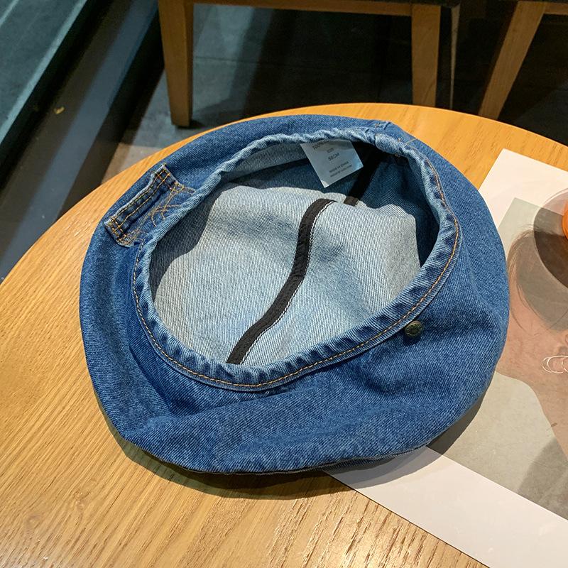 

Весенне-осенний ковбойский берет, выстиранная шляпа, женская старая ретро шляпа художника, маленькая восьмиугольная шляпа-бутон One Size