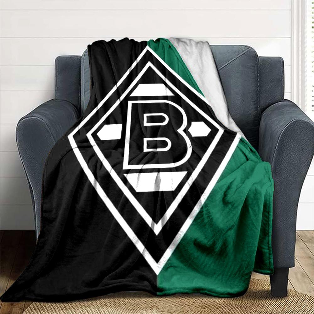 Borussia Split Background Logo Print Fleece Blanket Soccer Fan Soft Warm Throw Blanket for Sofa Couch Bedroom Home Decor Gift