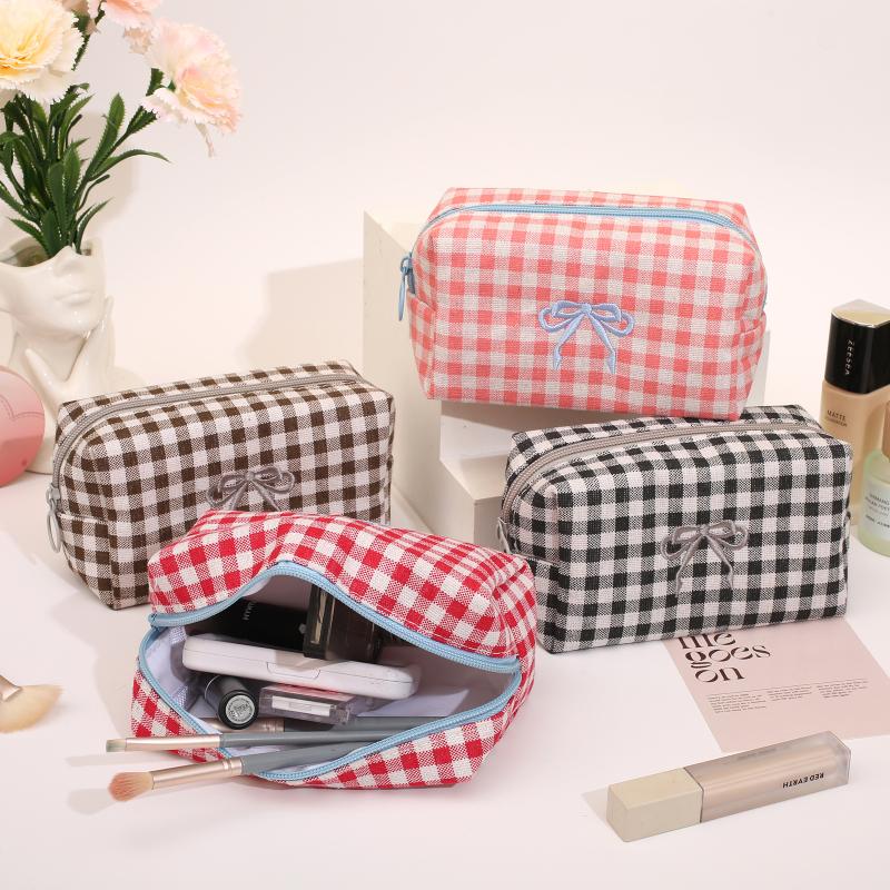 Bow Cosmetic Bag Makeup Bag Portable Travel Makeup Case Cute Pencil Pouch Women Toiletry Bag For Girls Traveling