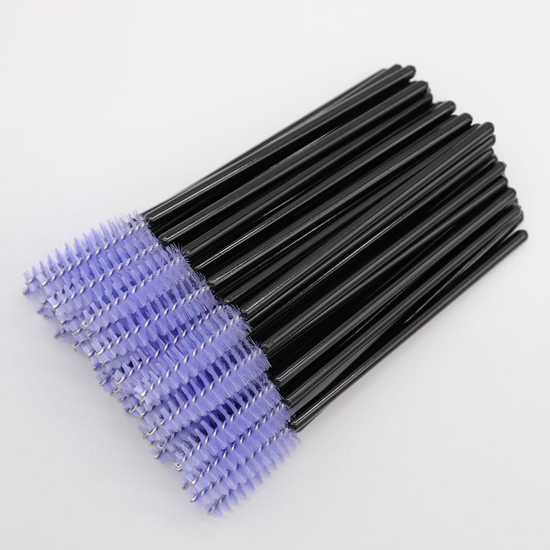 Pack of 50 Disposable Eyelash Brushes with Nylon Bristles, Solid Handle - Portable Eyebrow Brush and Eyelash Curler Makeup Tools.