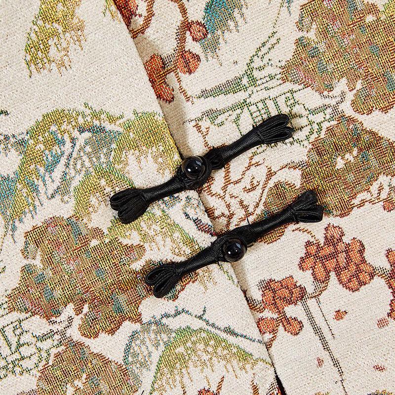 Women's New Chinese Color Block Stand Collar Vest