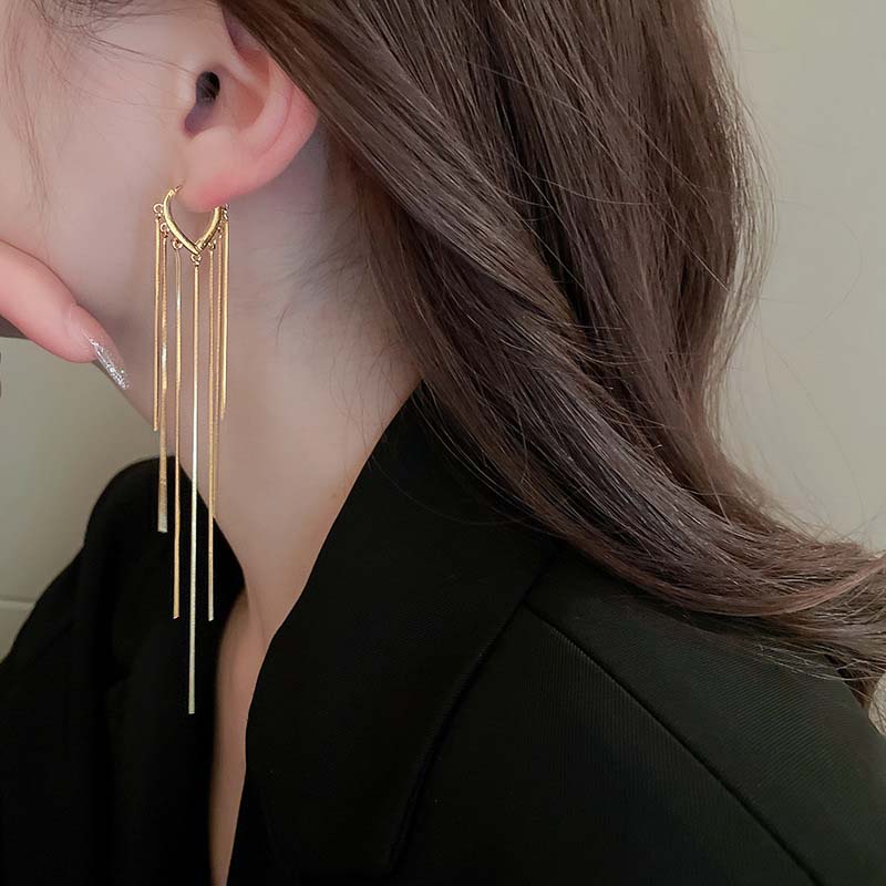 Pendientes Largos con Cadena y Borla de Plata 925 Moda Coreana para Mujer Pendiente Metálico Joyería Pendientes Colgantes de Mujer de Moda