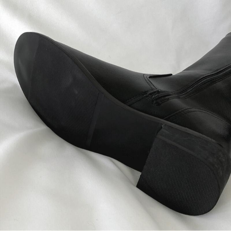 Gomvely Women Leather Mid Long Boots 4.5cm