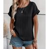 Damenmode Lässig Sommer Frühling Einfarbige Druck Kurzarm Rundhals Blusen Hemden