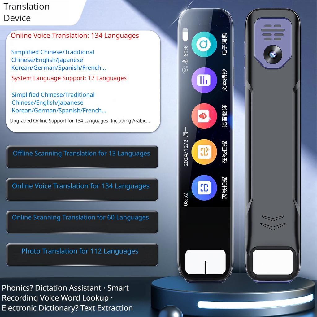 150Languages AI Voice Text Reading Pen Translation Pen Point Reading Learning Voice Translator For Dyslexia Student&Professional