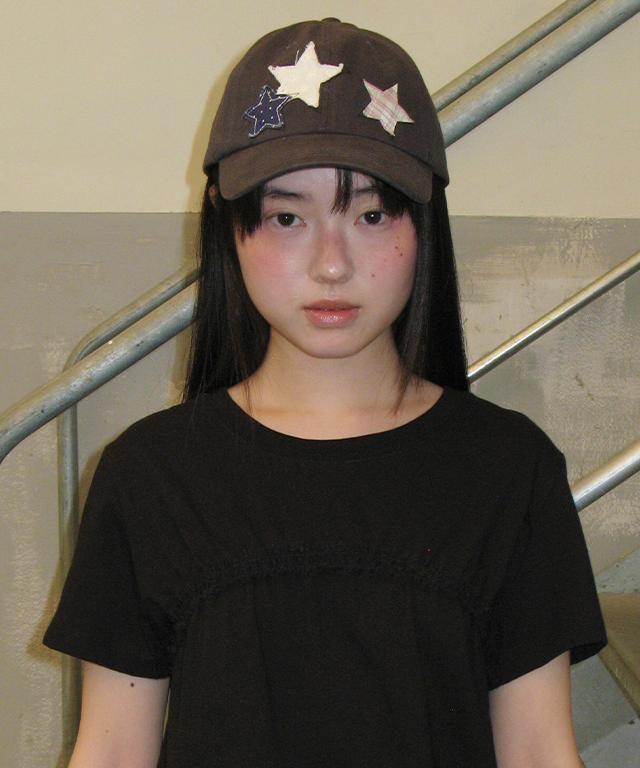 RONRON Star Patch Mixed Applique Ball Cap Charcoal
