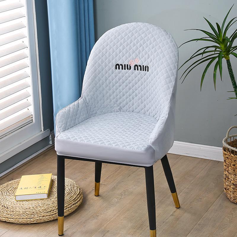 Nordic One-piece Dining Chair Cover Household Elastic Chair Set Dining Table Fabric Stool Set Simple Modern Large Curved Chair Cover