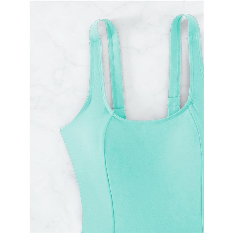 Nuovo costume da bagno intero slim conservativo tinta unita bikini da spiaggia vuoto schiena bellissima intero