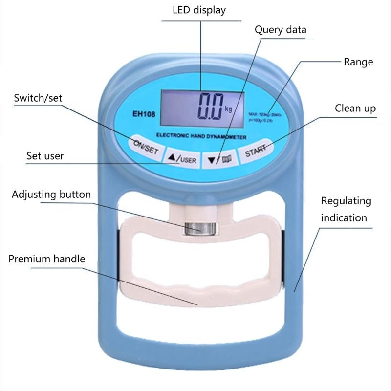 396lb/180kg Hand Strength Meter Digital Electronic Grip Strength Gauge LCD Hand Force Meter with Backlit Charging Cable