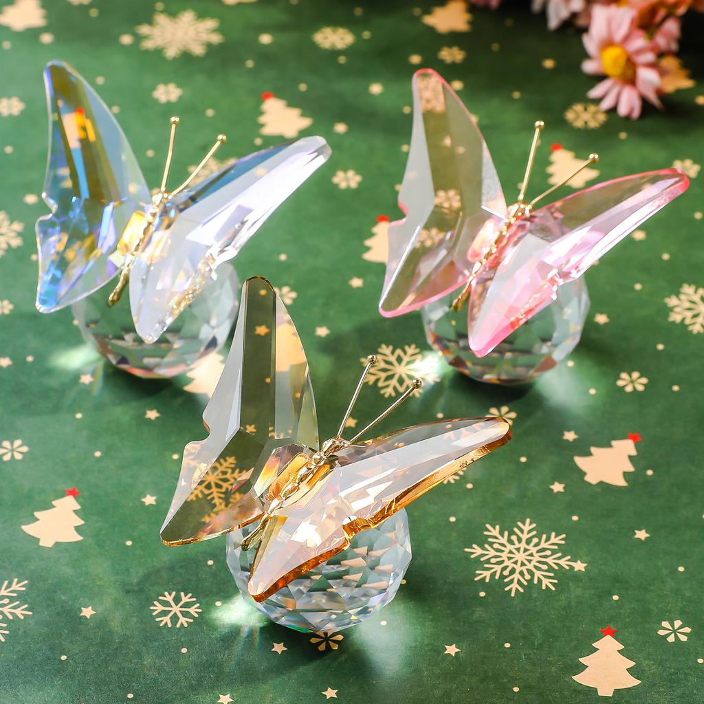 Crystal Butterfly Figurine Collectible - Handmade Glass Animals Figurines Crystal Office Desk Table Home Decor Paperweight