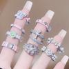 Niche Design Stacked High-End Open Ring Pink Drip Flower Personalized Butterfly Fashion Ring Woman