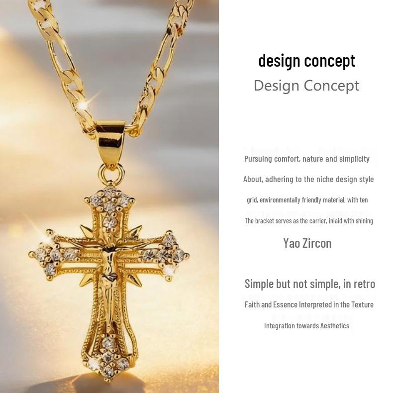 Women's Light Luxury Religious Cross Pendant Sweater Chain - Versatile, High-End Feel, Niche Design Necklace