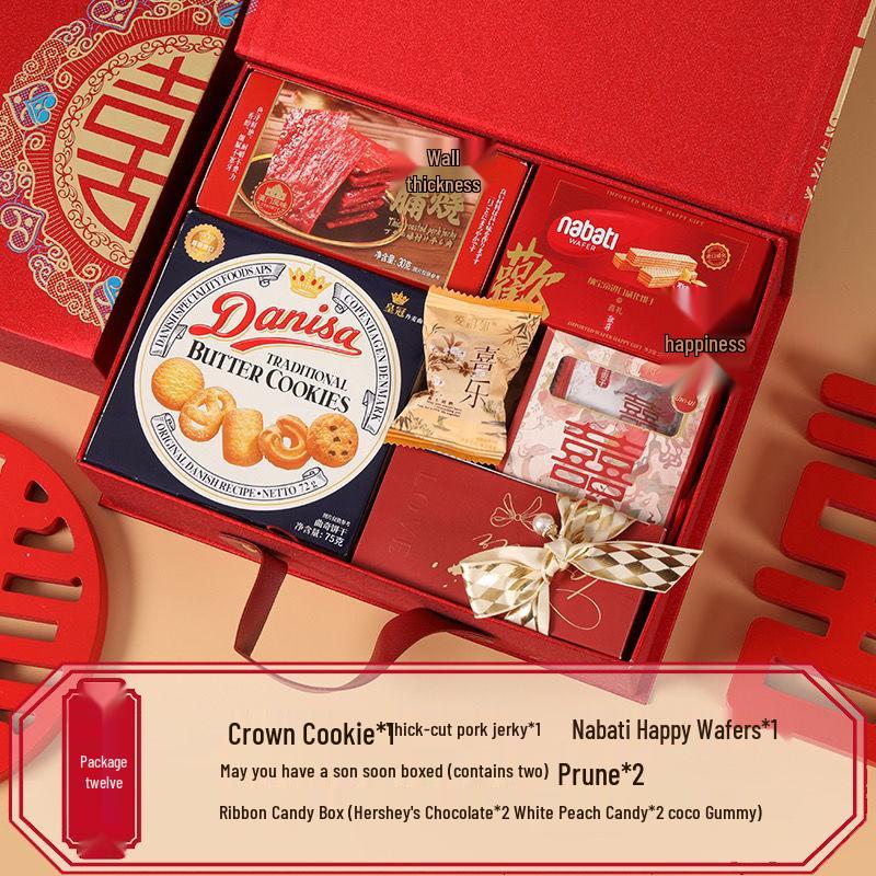 Luxury Chinese Wedding Candy Gift Box with Sugar Candies, Bridesmaid Favors, Return Gifts, and Thank You Tokens