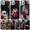 Human Skeleton Red Rose Phone Case For Iphone 11 12 13 Mini 14 15 Plus 17 Air 16 Pro Max 16E 7 8 SE Art Customized Coque Capa Ca