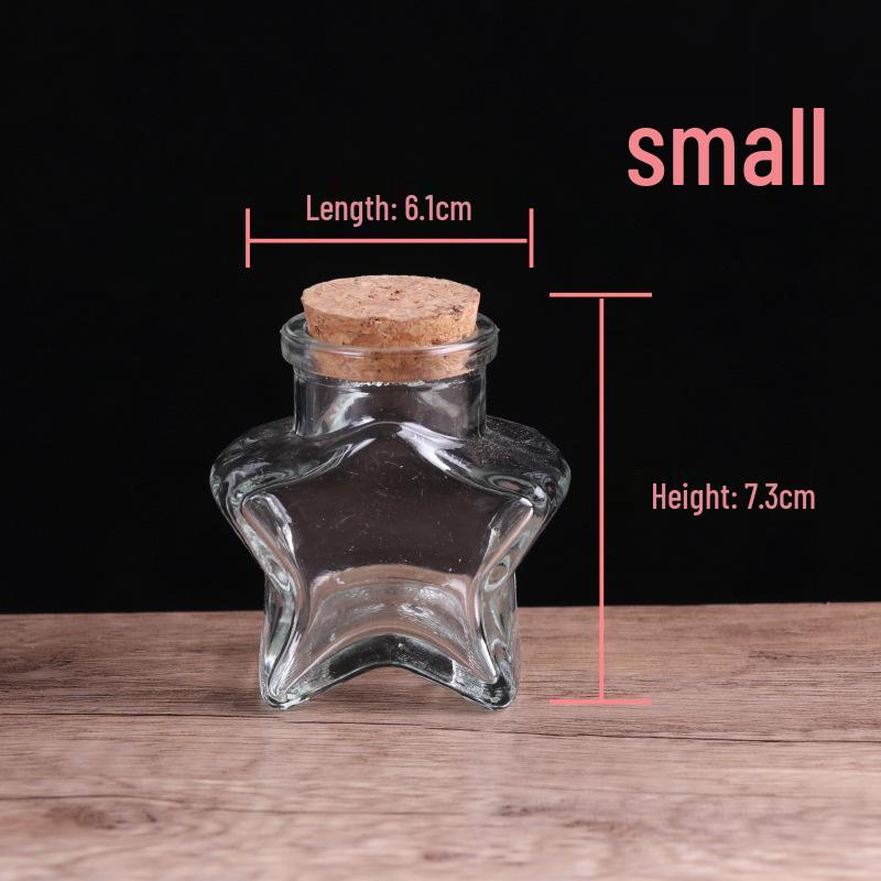 Creative Wishing Bottle with Cork Stopper - Transparent Mini Origami Star Glass Bottle for DIY Lucky Starry Sky.