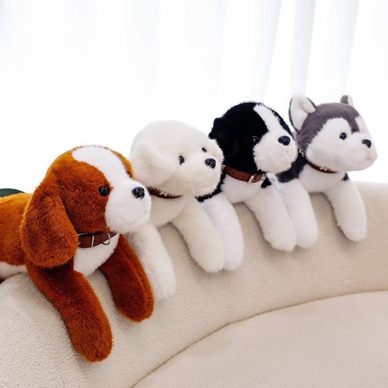 Plush Husky Dog Stuffed Animal With Short Fur Pp Cotton For Kids Decor Bedroom