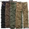 Men's Washed Cargo Pants with Multi Pockets - Casual, Plus Size, Long Fit