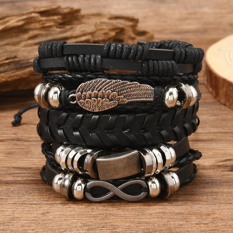 

Поддержка - Горячая Распродажа Аксессуары из Цинкового Сплава Браслет-Браслет из 5 частей чёрный