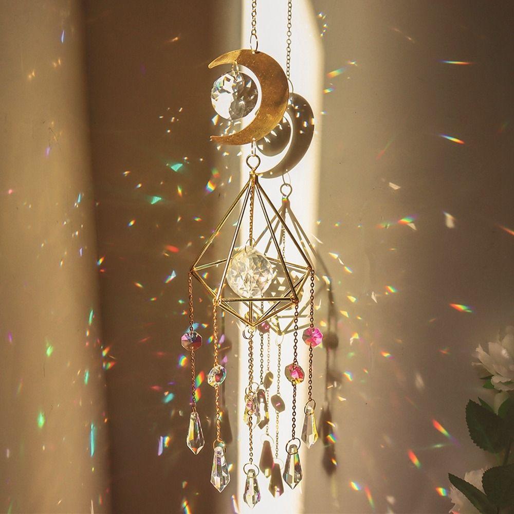 

Moon Hanging Window Pendant Prism Wind Chime Dream Catcher Home Room Garden Decoration Ornament